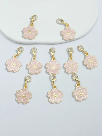 10 件合金樱花钥匙扣，优雅花卉设计，带标签，适合包包挂饰、车钥匙、情侣生日和节日礼物、粉色女士礼物、情人节汽车配件、可爱哥特 Y2K