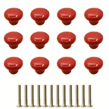 12pcs Ceramic Cabinet Handles - 32mm (1.3") Smooth Flat Mushroom Knobs With Polished Metallic Finish, 12 Vibrant Colors For Kitchen Cabinets, Dressers, Youngsters' Bedroom Furniture & Home Doors, Mushroom Cabinet Knobs - Multicolor - View 3