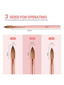 3 فرش برسم الأظافر بلون وردي فاخر من البلورات - أدوات مانيكير عالية الجودة ذات مقابض طويلة للأظافر الاكريليك الاحترافية | عبوة هدية أنيقة