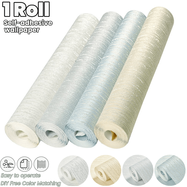 1 Roll Self-Adhesive Wallpaper, 3d Diatom Stripe Textured Contact Paper, Peel And Stick, 4 Colors,Thickened Non-Woven Fabric Material,Waterproof Removable Living Room Kitchen Bedroom Dormitory Wallpaper, Furniture Refurbishment Wallpaper, Aesthetic Wallpaper