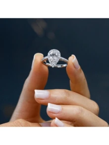 Một chiếc nhẫn hình giọt nước thanh lịch đính đá Zirconia, tinh tế và lấp lánh, phù hợp làm trang sức đính hôn cho nữ, đeo hàng ngày, dự tiệc, hẹn hò và làm quà tặng cho mọi dịp. - Vàng - Xem 5
