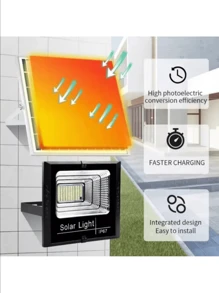 2025 30W 1000mAh Solar Outdoor Floodlight - IP67 Waterproof Remote Control Spotlight With 3 Modes | Auto-Dimming Motion Sensor, Suitable For Villa/Garden/Street Security | Super Bright 6500K, All-Weather, Rechargeable Wall Light For Pathways And Yards - Black - View 4