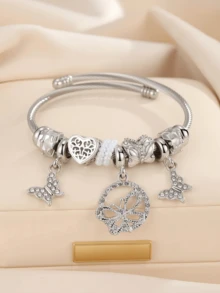 1 件时尚欧美风格水钻空心串珠手链