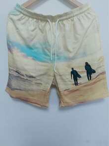 Men's Hawaiian Style 3D Printed Casual Beach Shorts - Quick Dry, Drawstring Waist, Perfect For Summer Outing - Multicolor - View 2