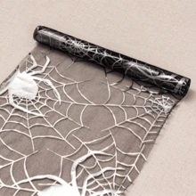 1/2pcs Halloween Black Spider Web 11*108inch Spider Thin Net Party Decor Table Cloth, Suitable For Halloween Family Gathering Decoration