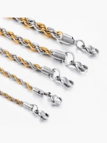 1 chiếc vòng cổ bằng thép không gỉ mạ vàng 18K dày dành cho nữ, thiết kế nhiều lớp, nhiều kích cỡ, phù hợp với trang phục đi biển mùa hè, quà tặng ngày lễ tình nhân - Nhiều màu - Xem 5