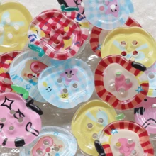 10/20pcs Cute Printed Transparent Colorful Apple Shape 4-Hole Buttons, DIY Sewing Buttons, Decorative Buttons For Clothing, Phone Cases, Phone Straps, Hair Accessories - Multicolor - View 5