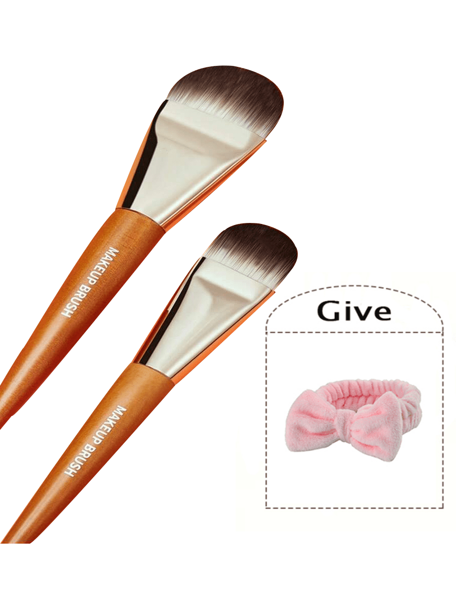 Natural Wooden Handle Tongue-Shaped Makeup Brush | Precision Blending For Contour, Highlight & Eye Crease | Vegan Synthetic Bristles