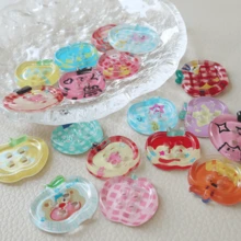 10/20pcs Cute Printed Transparent Colorful Apple Shape 4-Hole Buttons, DIY Sewing Buttons, Decorative Buttons For Clothing, Phone Cases, Phone Straps, Hair Accessories - Multicolor - View 14