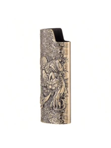 1pc Coiled Dragon 3D Embossed Lighter Case, Pixiu 3D Embossed Lighter Case, Suitable For BIC J6 Full Size Lighters - Fashionable And Durable Explosion-Proof Metal Lighter Case, Windproof Minimalist Vintage Durable, Metal Lighter Shell, Button Closure, Compact And Lightweight, Non-Slip Design, Explosion-Proof, Suitable For Lighters And Matches - Pixiu - View 17