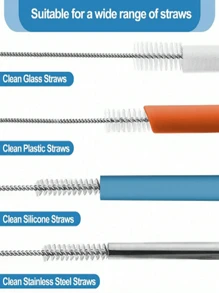 4/10pcs Stainless Steel Cleaning Brush Reusable Cleaning Brush Kitchen Supplies - Perfect For Cleaning Glass, Silicone, Metal Straws & More! Thanksgiving, Halloween, Christmas Gifts, Back To School Supplies, Halloween Gifts