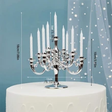 1 pieza. Candelero de plástico en forma de vela con vela a juego en color rosa/dorado/plateado/bronce, decoración de pastel, soporte de vela retro para decoración de cumpleaños, apto para San Valentín, bodas, regreso a clases, Día de la Madre, celebraciones festivas, fiestas de cumpleaños