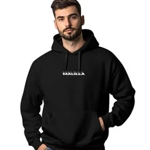 SUDADERA CON DISEÑO MALILLA, CON CAPUCHA PARA HOMBRE, COMODO, CONFOR, FIESTA, INVIERNO, CALLE - Blanco y Negro - Ver 2