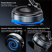 360° Rotating Magnetic Phone Stand, Foldable & Telescopic, ABS Material, Non-Waterproof, Perfect For Car, Shower, Travel, Gym, Smooth Mirror - Adjustable And Rotatable Stand, Phone Holder | Modern Phone Stand | Adjustable Stand PS:Only Suitable For Installation And Use In Locations With Smooth Surfaces