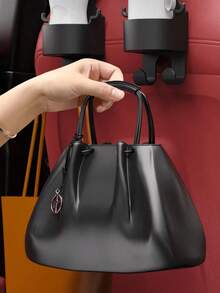 1/2 件多功能汽车后座整理挂钩，带集成杯架，优质二合一车辆头枕挂钩，用于放置钱包、杂货和饮料，公路旅行和日常通勤必备内饰配件，耐用且节省空间的设计，非常适合秋冬旅行，假日季节必备品。 - 彩色 - 查看 3