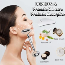 Stainless Steel Facial Roller & Gua Sha - Metal Gua Sha, Gua Sha Facial Tools 304 Stainless Steel, Facial Body Treatment, Puffiness Reduction, Lymphatic Drainage, Facial Tension - Silver-Set Combo - 彩色 - 查看 3
