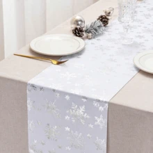 1pc Green Star Patterned Table Runner, Suitable For Home Decor, Dining Table, Wedding, Birthday Party (Green)