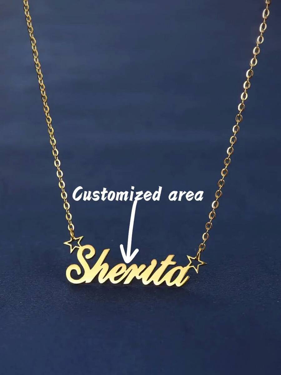 A Fashionable And Minimalist Hollow-Out Five-Pointed Star Necklace, A Custom Name Necklace, A Custom Necklace, The Best Gift For The Start Of School, Back To School, Vacation, And Travel. - Multicolor - View 1