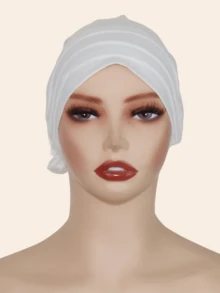 1 件女士针织莫代尔面料褶皱蝴蝶结头巾，时尚便捷，适合居家佩戴 - 排折工藝頭巾 - 查看 8