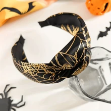 1 件黑色缎面印花打结头带发饰，适合日常、度假、派对、母亲礼物（图案排列随机），发带，发箍 - 彩色 - 查看 7