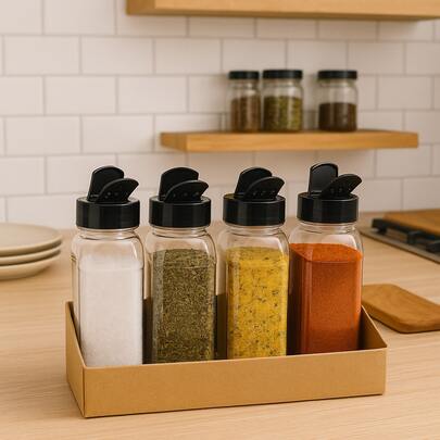 Pote de Temperos com Tampa dosadora  Armazene Sal, Pimenta e Muito Mais (120ml/200ml/300ml)