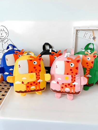 Mochila Infantil Girafa Anti-Perda Para Jardim De Infância