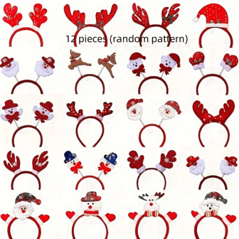 6/12pcs Christmas Headbands - Holiday Plastic Headbands With Adorable Animal Elements, Decorated With Santa Claus, Snowman And Reindeer Antlers, Suitable For Christmas Party Decorations, Best Choice For Christmas, Fashionable Headbands, Suitable For Holiday Gifts, Daily Party Supplies, Party Home Decor, Party Favors