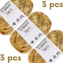 100克/300克新款金属色布条，闪亮厚实针织仿皮，适用于DIY包包、银线、钩编包、钩编垫、工艺纱线 - 多色-3pcs - 查看 20