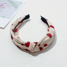 1 件黑色缎面印花打结头带发饰，适合日常、度假、派对、母亲礼物（图案排列随机），发带，发箍 - 彩色 - 查看 8