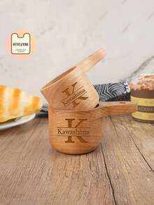 Customized Wooden Measuring Cup, Personalized Carved Name Measurer Cup, Initial Monogram Wooden Measure Cup, Letter Cup Gift, Baker Gifts, Beech Wood, Back To School Kitchen Tool, Gift Idea For Back To School/Labor Day/Thanksgiving
