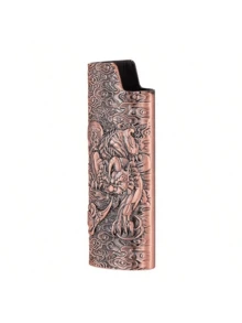 1pc Coiled Dragon 3D Embossed Lighter Case, Pixiu 3D Embossed Lighter Case, Suitable For BIC J6 Full Size Lighters - Fashionable And Durable Explosion-Proof Metal Lighter Case, Windproof Minimalist Vintage Durable, Metal Lighter Shell, Button Closure, Compact And Lightweight, Non-Slip Design, Explosion-Proof, Suitable For Lighters And Matches - Pixiu - View 14