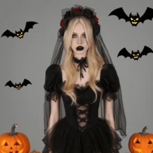 1pc Halloween Simulation Rose Flower Headband, Black Veil Headband, Black Veil Headpiece, Costume Accessory For Valentine's Day Party, Bridal Red Rose Veil