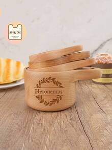 Customized Wooden Measuring Cup, Personalized Carved Name Measurer Cup, Initial Monogram Wooden Measure Cup, Letter Cup Gift, Baker Gifts, Beech Wood, Back To School Kitchen Tool, Gift Idea For Back To School/Labor Day/Thanksgiving
