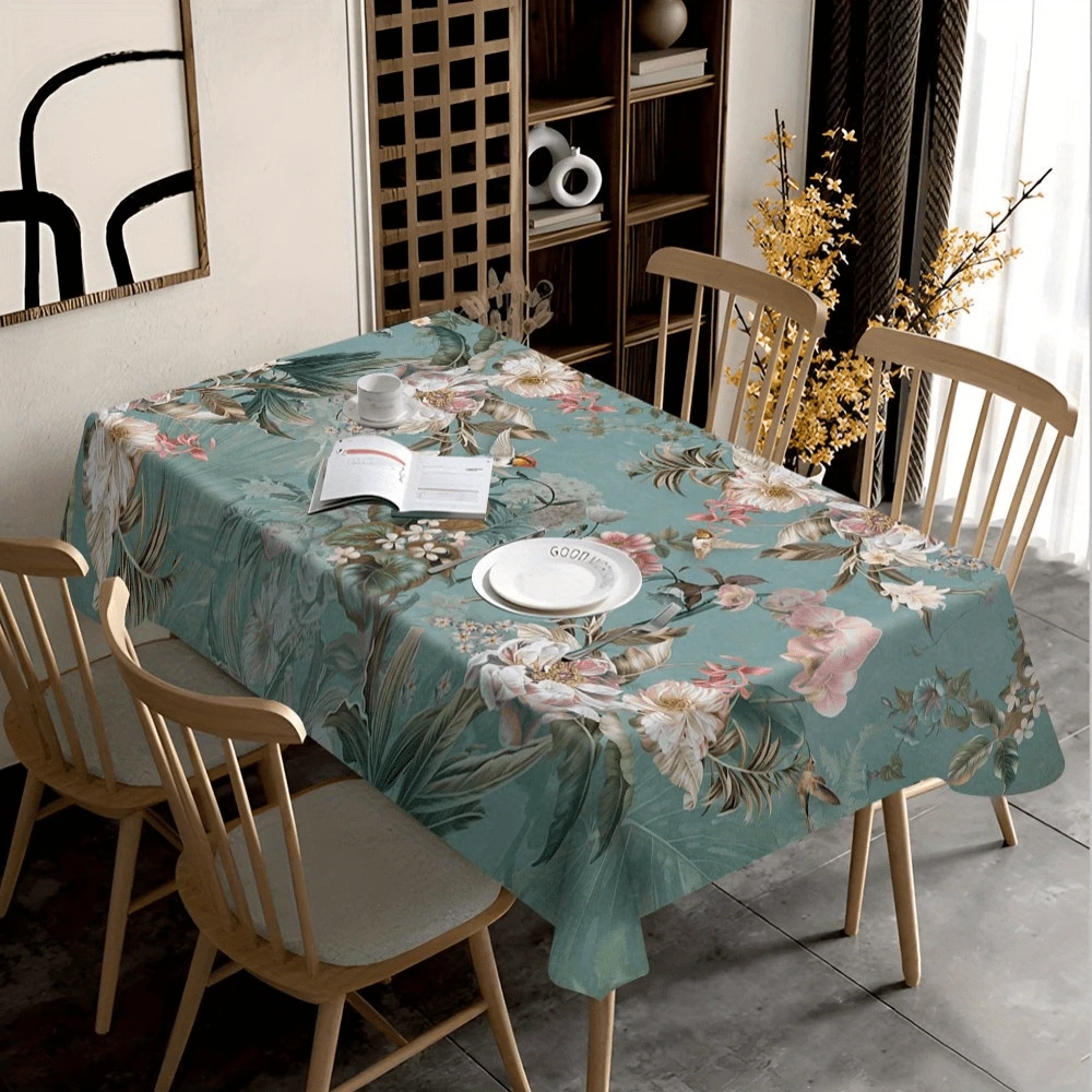 1 块防水防油方形桌布 - 多功能涤纶印花设计，适用于餐饮、派对和家居装饰