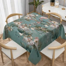 1 块防水防油方形桌布 - 多功能涤纶印花设计，适用于餐饮、派对和家居装饰