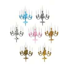 1 pieza. Candelero de plástico en forma de vela con vela a juego en color rosa/dorado/plateado/bronce, decoración de pastel, soporte de vela retro para decoración de cumpleaños, apto para San Valentín, bodas, regreso a clases, Día de la Madre, celebraciones festivas, fiestas de cumpleaños