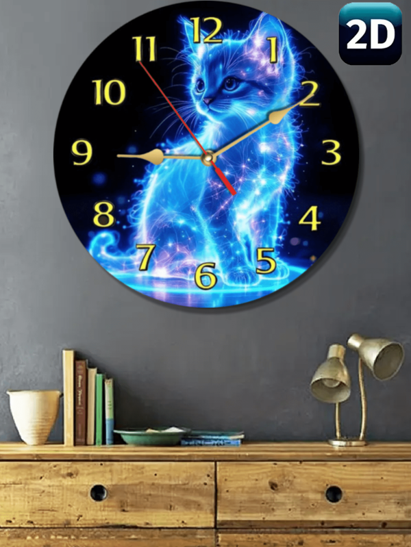 1 Pc 10 Inch/12 Inch Glowing Cat Wooden Wall Clock, Charming And Quiet | Bold Roman Numerals, Perfect For Bedroom And Cat Lover Decor | Perfect Gift For Cat Lovers, Battery Operated (AA), Decorative Wall Clock, Whimsical Decor, Glowing Cat Artwork, Cat Lover Gift Room Decor Clock Wall Bedroom Decor Dormitory Decor Back To School School Decor School Surprise
