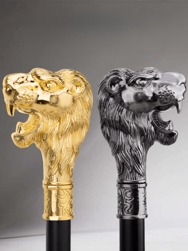 1 pièce Canne tête de lion, en 2 parties détachables, mode vintage exquise, élégante, accessoire de haute qualité pour costume de gentilhomme britannique. [Imprimé à la main, chacun est différent, n'affecte pas l'utilisation]