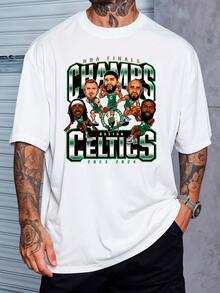 Champs Celtics Basketball T-Shirt Sports Players Unisex Men's Women's 100% Cotton Top Premium Streetwear New Release Black White Immediate Shipping Various Colors!! Plus Size - 白色 - 查看 1