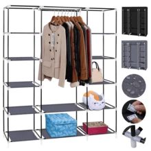 Lislark Kleiderschrank Stoffschrank Faltschrank Stoffkleiderschrank 12Fächern 150 * 45 * 175cm - Grau - Übersicht 3