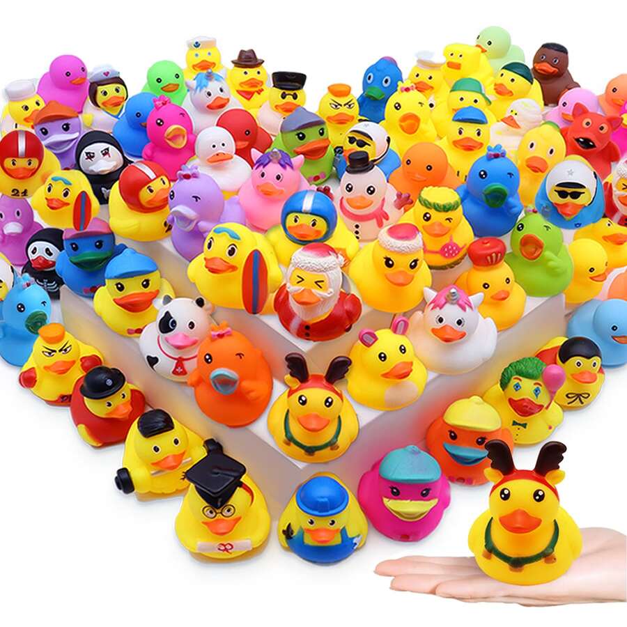 25/50 件可爱橡皮鸭儿童洗澡玩具 - 有趣的水上游乐玩具，非常适合朋友礼物、派对或周年庆典、浴缸玩具 - 彩色 - 查看 1