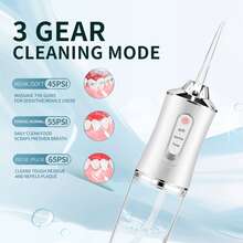 1pc Multi-Color (Green/White/Pink/Black) Cordless Portable 800ml Water Tank Water Flosser, Water Dental Cleaner With 4 Interchangeable Nozzles For Teeth Cleaning, USB Rechargeable, 3 Cleaning Modes, Strong Water Pressure, Large Water Tank, One-Button Start, IPX7 Waterproof, Automatic Handheld Oral Irrigator, Teeth Cleaner, Comprehensive Cleaning, Protect Family Dental Health, Perfect Gift For Father's Day, Christmas, Birthday, Valentine's Day And New Year