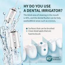 1pc Multi-Color (Green/White/Pink/Black) Cordless Portable 800ml Water Tank Water Flosser, Water Dental Cleaner With 4 Interchangeable Nozzles For Teeth Cleaning, USB Rechargeable, 3 Cleaning Modes, Strong Water Pressure, Large Water Tank, One-Button Start, IPX7 Waterproof, Automatic Handheld Oral Irrigator, Teeth Cleaner, Comprehensive Cleaning, Protect Family Dental Health, Perfect Gift For Father's Day, Christmas, Birthday, Valentine's Day And New Year