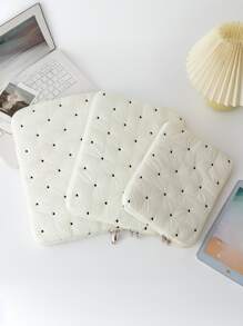 1 Stück neue bestickter Polka-Punkt Laptoptasche, Tablettasche, Innentasche und neue Notebookspeicher Innentasche. Sie zeichnet sich durch einen modischen, schlichten und frischen Stil mit einem bestickten Polka-Punkt-Design aus, was sie zu einer ausgezeichneten Wahl für Tablet-Nutzer macht. Laptoptasche für Frauen MacBook Hülle College-Essentials Schulanfang Laptophülle