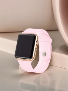 6pcs Set Minimalist Fashion LED Digital Electronic Watch & Rhinestone Jewelry Set, Suitable For Teenagers, Middle & High School Students, Back To School Essential Includes Necklace, Bracelet, Earrings And Ring