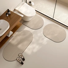 1/3 Pcs Bathroom Set, Silicone Anti-Slip Mats, Minimalist Linear Design, U-Shaped Toilet Lid Cover & Bath Mats, 2.5mm Thick Entryway Decor Bathroom Kitchen Decor Kitchen Rug