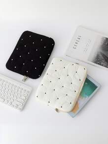1 Stück neue bestickter Polka-Punkt Laptoptasche, Tablettasche, Innentasche und neue Notebookspeicher Innentasche. Sie zeichnet sich durch einen modischen, schlichten und frischen Stil mit einem bestickten Polka-Punkt-Design aus, was sie zu einer ausgezeichneten Wahl für Tablet-Nutzer macht. Laptoptasche für Frauen MacBook Hülle College-Essentials Schulanfang Laptophülle