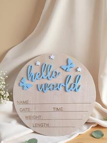 1件新生儿摄影道具“你好，世界”宝宝出生公告板，木质宝宝名字牌，宝宝纪念品，婴儿派对复活节礼物，男女通用 - 彩色 - 查看 13