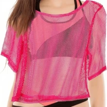 1 Women's Neon Net Dress - Breathable Fishnet T-Shirt With Shiny Details, Suitable For Party And Casual Wear, Quirky Dance Props, Polyester Material, Casual Wear T-Shirt; Shiny Detail Top; Polyester Fabric, Dance Costume Halloween - Multicolor - View 6