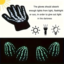 1 Pair Halloween Skeleton Glow In The Dark Touch Screen Printed Gloves, Suitable For Outdoor Cycling And Warm Knitted Gloves, Ideal Gift Choice